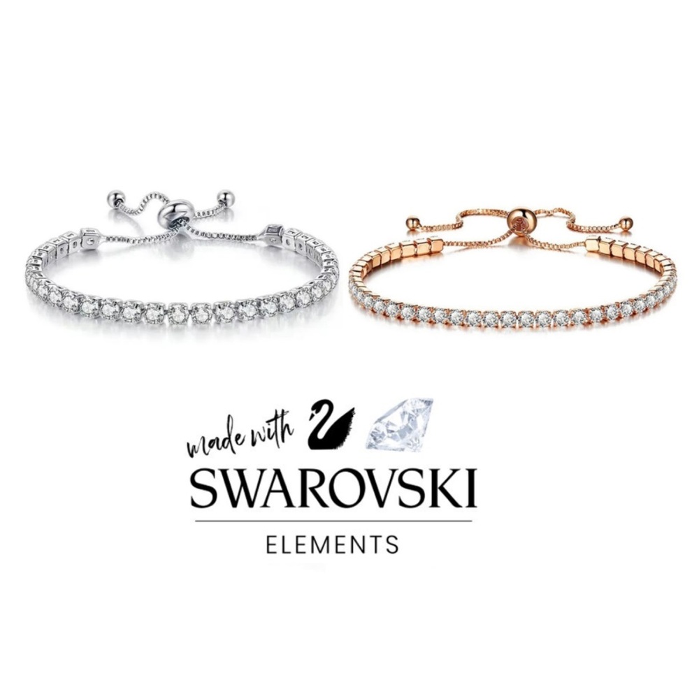 Made with Swarovski Crystal Tennis Slider Bracelets in Gold and Silver Matrix